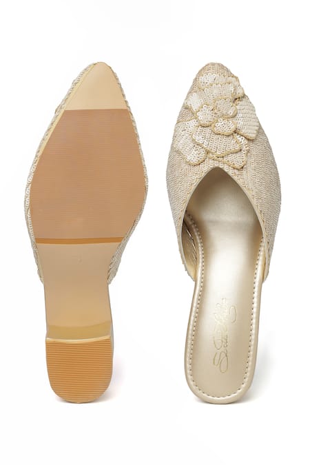Buy_Sole House_Beige Sequin Garden Embellished Heels _Online_at_Aza_Fashions