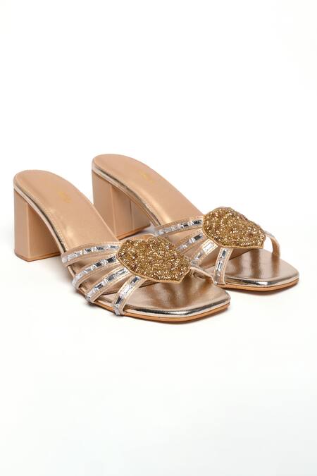 Shop_Sole House_Gold Cutdana Heart Applique Embellished Wedges_at_Aza_Fashions