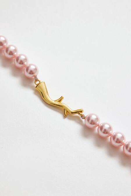 Voyce Jewellery Pink Pearls Mocha Embellished Bracelet Online at Aza Fashions Voyce Jewellery_Pink Pearls Mocha Embellished Bracelet _Online_at_Aza_Fashions