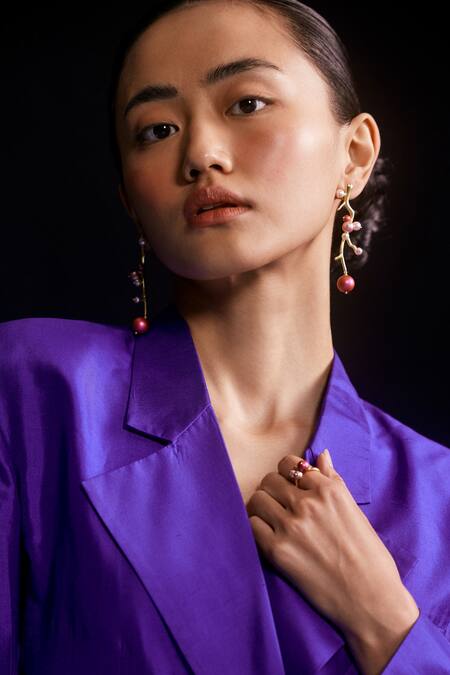 Buy Voyce Jewellery Pink Pearls Berries Abstract Carved Earrings Online at Aza Fashions Buy_Voyce Jewellery_Pink Pearls Berries Abstract Carved Earrings _Online_at_Aza_Fashions