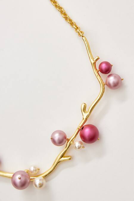 Buy Voyce Jewellery Pink Arabica Abstract Carved Necklace Online at Aza Fashions Buy_Voyce Jewellery_Pink Arabica Abstract Carved Necklace _Online_at_Aza_Fashions