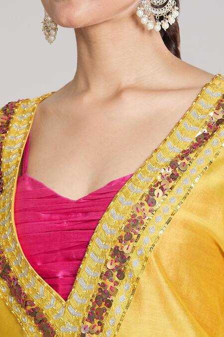 Siyona By Ankurita Yellow Pure Chanderi Silk Embroidered Sequin Sweetheart Kaftan Kurta Pant Set at Aza Fashions Siyona By Ankurita_Yellow Pure Chanderi Silk Embroidered Sequin Sweetheart Kaftan Kurta Pant Set _at_Aza_Fashions