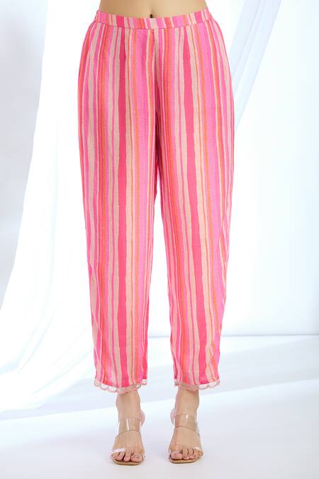 Shop Basil Leaf Peach Crepe Sequins, Embroidery Scoop Monochrome Floral Print Kurta With Pant Online at Aza Fashions Shop_Basil Leaf_Peach Crepe Sequins, Embroidery Scoop Monochrome Floral Print Kurta With Pant_Online_at_Aza_Fashions