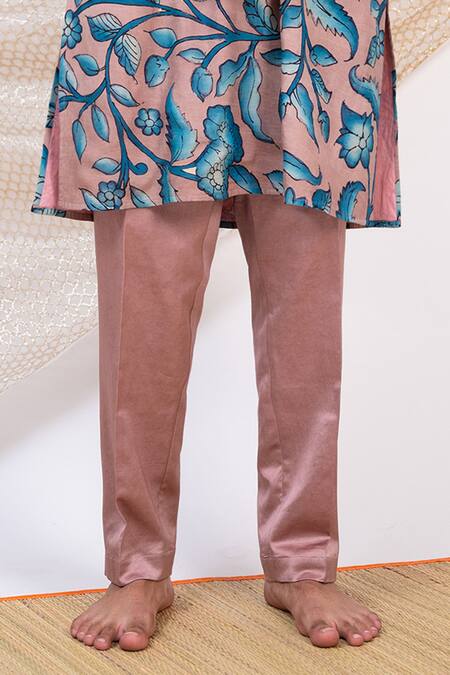 Aamra By Lavanya Pink Silk Print Kalamkari Bahar Kurta With Pant Online at Aza Fashions Aamra By Lavanya_Pink Silk Print Kalamkari Bahar Kurta With Pant _Online_at_Aza_Fashions