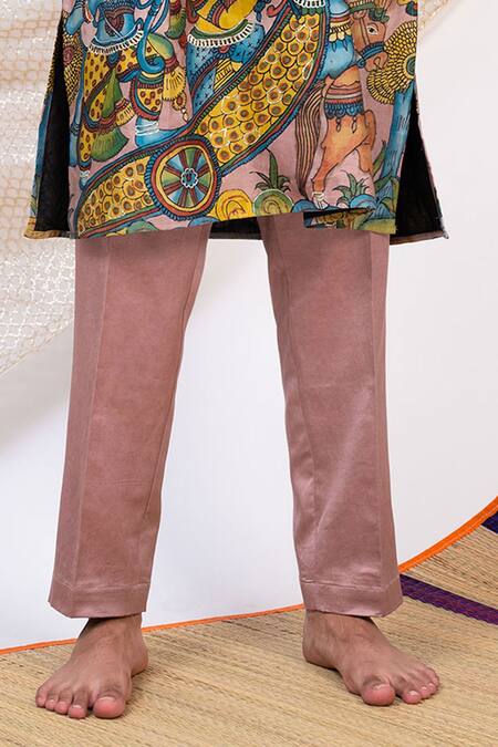 Aamra By Lavanya Black Linen Satin Print Kalamkari Sena Kurta With Pant Online at Aza Fashions Aamra By Lavanya_Black Linen Satin Print Kalamkari Sena Kurta With Pant _Online_at_Aza_Fashions