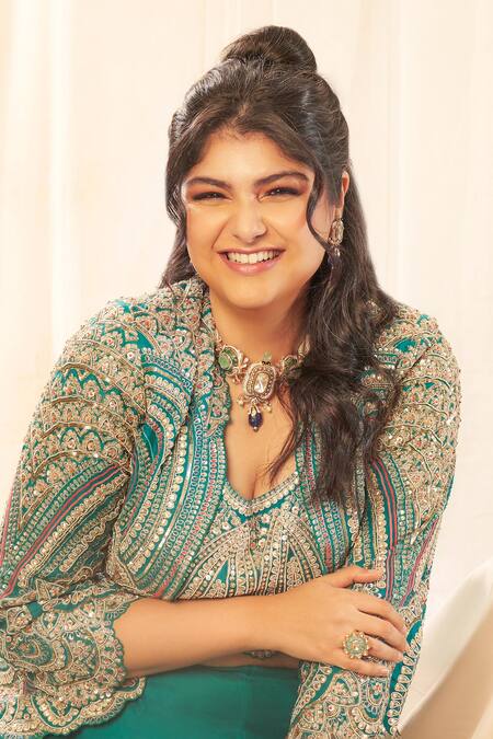 Osaa By Adarsh Green Organza Zari, Embroidery Round , Open Short Jacket Gharara Set at Aza Fashions Osaa By Adarsh_Green Organza Zari, Embroidery Round , Open Short Jacket Gharara Set _at_Aza_Fashions