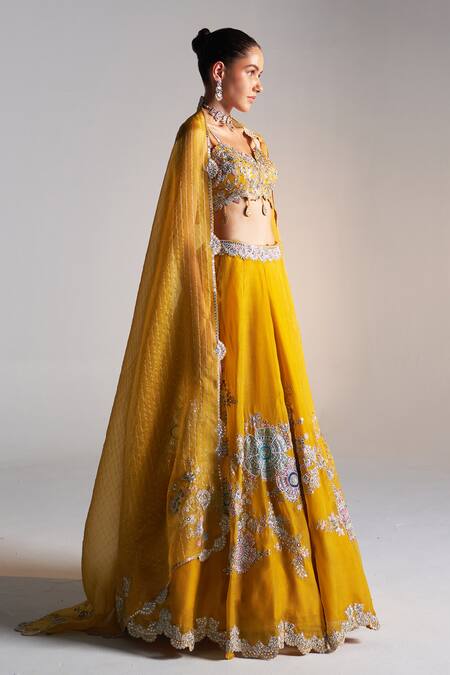 Buy Osaa By Adarsh Gold Organza Embroidery, Zari V-neck Blouse Lehenga Set Online at Aza Fashions Buy_Osaa By Adarsh_Gold Organza Embroidery, Zari V-neck Blouse Lehenga Set _Online_at_Aza_Fashions