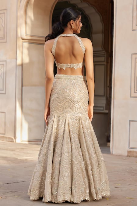 Osaa By Adarsh Embroidered Crop Top & Fish-Cut Skirt Set 
