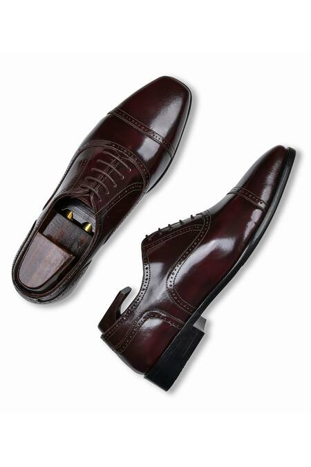 Shop Wednesday Lifestyle Maroon Charles Brogue Pattern Oxfords at Aza Fashions Shop_Wednesday Lifestyle_Maroon Charles Brogue Pattern Oxfords _at_Aza_Fashions