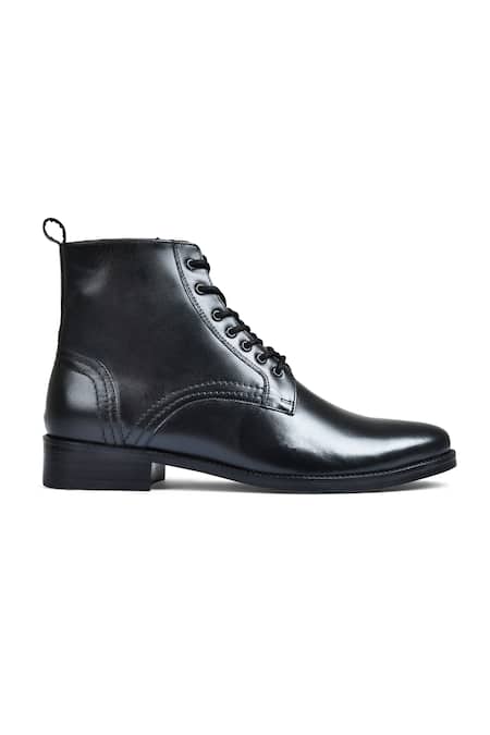 Wednesday Lifestyle_Black Genuine Leather Lace Up Boots _Online_at_Aza_Fashions