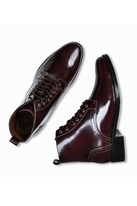 Shop Wednesday Lifestyle Maroon Dexter Leather Ankle Boots at Aza Fashions Shop_Wednesday Lifestyle_Maroon Dexter Leather Ankle Boots _at_Aza_Fashions