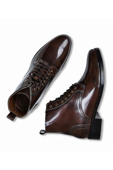 Shop Wednesday Lifestyle Brown Dexter Lace Up Leather Boots at Aza Fashions Shop_Wednesday Lifestyle_Brown Dexter Lace Up Leather Boots _at_Aza_Fashions