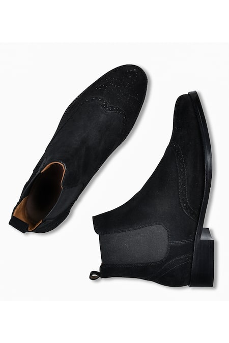 Shop Wednesday Lifestyle Black Wade Suede Leather Plain Boots at Aza Fashions Shop_Wednesday Lifestyle_Black Wade Suede Leather Plain Boots _at_Aza_Fashions