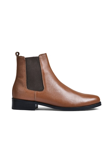 Wednesday Lifestyle_Brown Wellington Milled Leather Plain Chelsea Boots _Online_at_Aza_Fashions