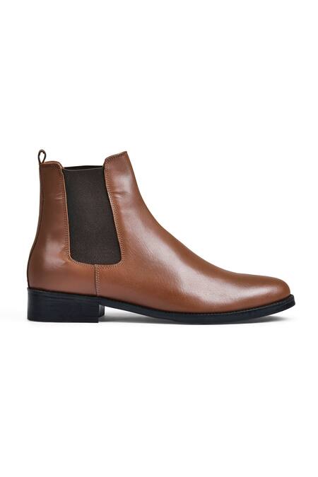 Wednesday Lifestyle_Brown Wellington Leather Chelsea Boots _Online_at_Aza_Fashions