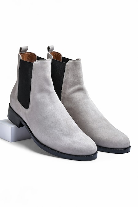 Wednesday Lifestyle Suede Leather Wellington Contrast Patch Chelsea Boots 