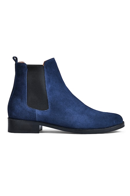 Wednesday Lifestyle_Blue Wellington Contrast Patch Chelsea Boots _Online_at_Aza_Fashions