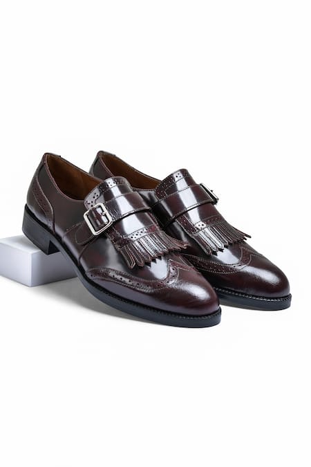 Wednesday Lifestyle Issac Brushoff Leather Monk Shoes 