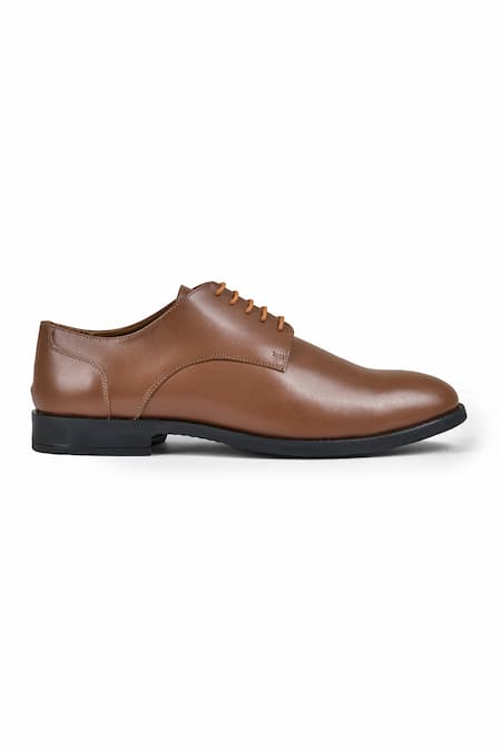 Wednesday Lifestyle_Brown Leo Plain Derby Shoes _Online_at_Aza_Fashions