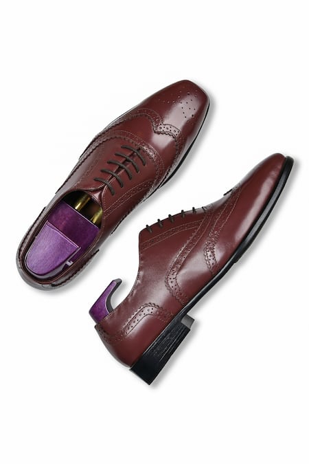 Shop_Wednesday Lifestyle_Maroon Ethan Wing Cap Brogue Oxfords _at_Aza_Fashions