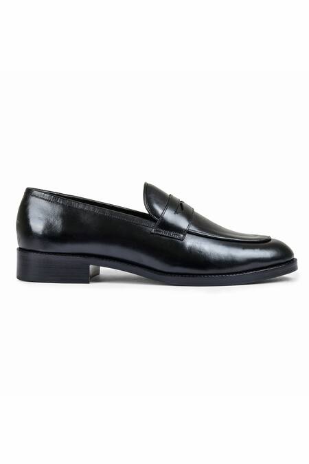 Wednesday Lifestyle_Black Cut Work George Patent Leather Penny Loafers _Online_at_Aza_Fashions