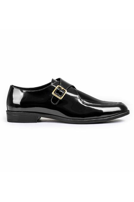 Wednesday Lifestyle Black Patent Leather Monk Strap Shoes Online at Aza Fashions Wednesday Lifestyle_Black Patent Leather Monk Strap Shoes _Online_at_Aza_Fashions