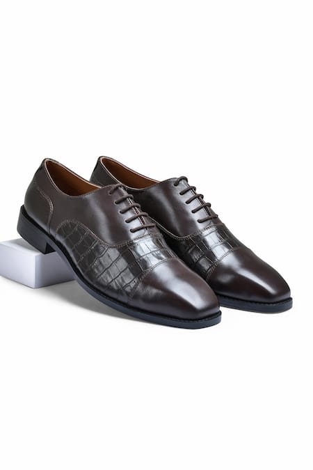 Wednesday Lifestyle Albert Croc Leather Oxford Shoes 