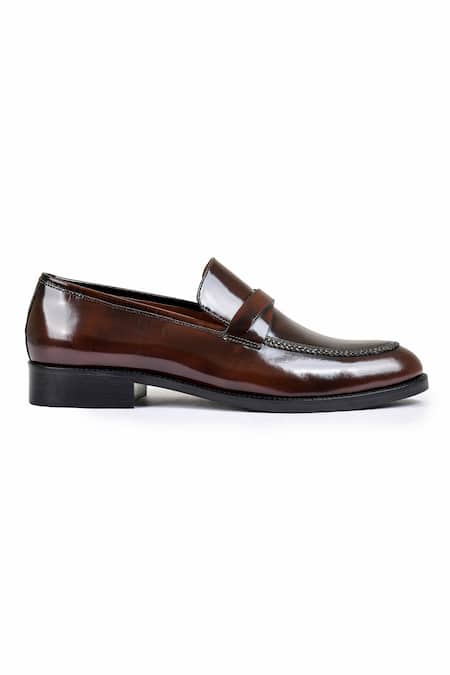 Wednesday Lifestyle_Brown Alex Patent Leather Glossy Loafers _Online_at_Aza_Fashions