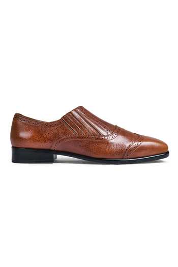 Wednesday Lifestyle_Brown Benjamin Milled Leather Loafers _Online_at_Aza_Fashions
