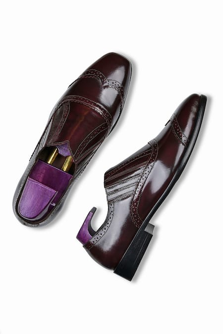 Shop Wednesday Lifestyle Wine Benjamin Brushoff Leather Brogue Loafers at Aza Fashions Shop_Wednesday Lifestyle_Wine Benjamin Brushoff Leather Brogue Loafers _at_Aza_Fashions
