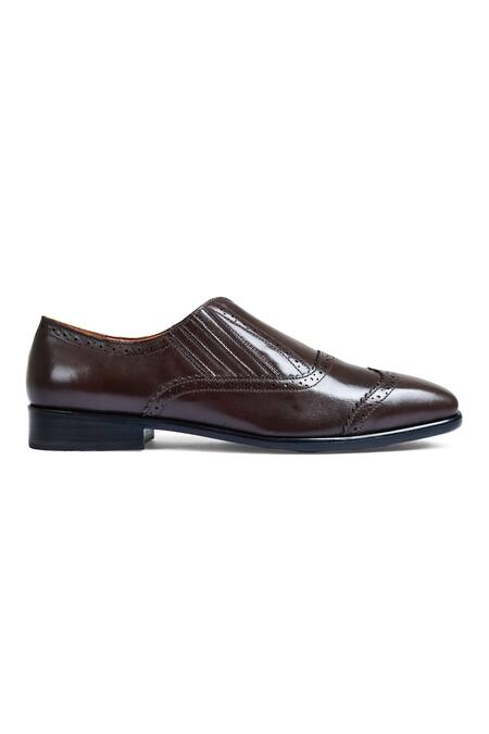 Wednesday Lifestyle_Brown Benjamin Genuine Leather Brogue Cutwork Loafers _Online_at_Aza_Fashions