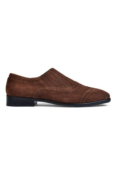 Wednesday Lifestyle_Brown Buckles Benjamin Suede Leather Brogue Loafers _Online_at_Aza_Fashions