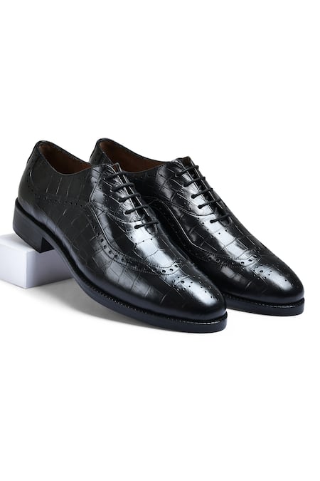 Wednesday Lifestyle Bradley Croco Leather Wholecut Oxford Shoes 