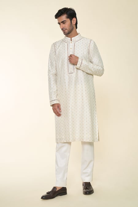 Prima Czar Ivory Silk Embroidery Buttis Kurta With Pant 