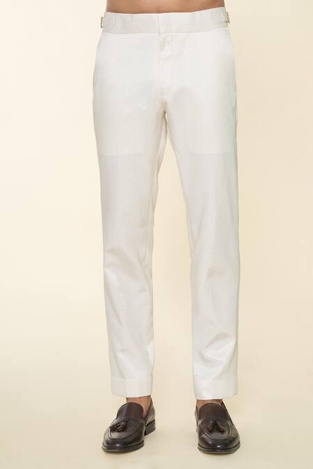 Prima Czar Ivory Silk Embroidery Buttis Kurta With Pant at Aza Fashions Prima Czar_Ivory Silk Embroidery Buttis Kurta With Pant_at_Aza_Fashions