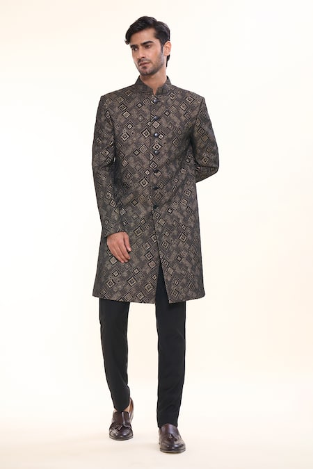 Prima Czar Geometric Jacquard Sherwani 