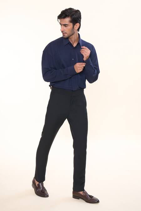 Shop_Prima Czar_Blue Cotton Embroidery Patchwork Shirt_Online_at_Aza_Fashions