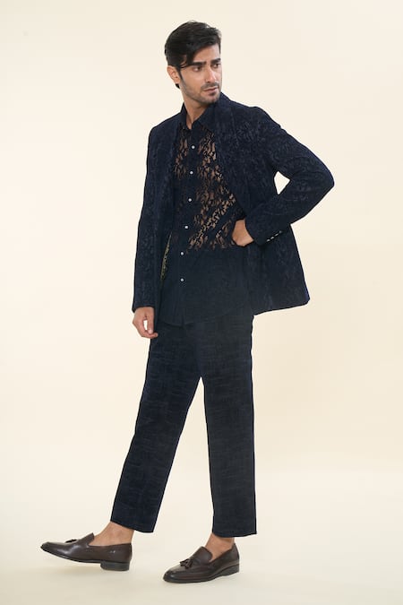 Prima Czar Textured Jacquard Tuxedo Blazer & Pant Set 