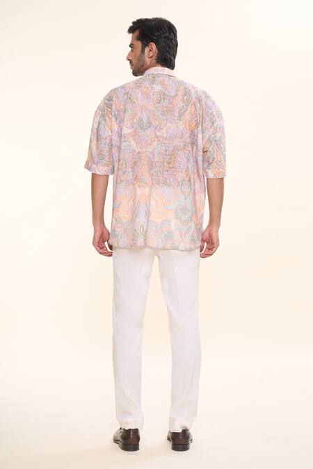 Shop_Prima Czar_Multi Color Blended Fabric Print Abstract Floral Shirt_at_Aza_Fashions
