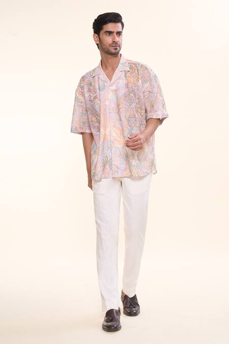 Buy_Prima Czar_Multi Color Blended Fabric Print Abstract Floral Shirt_Online_at_Aza_Fashions