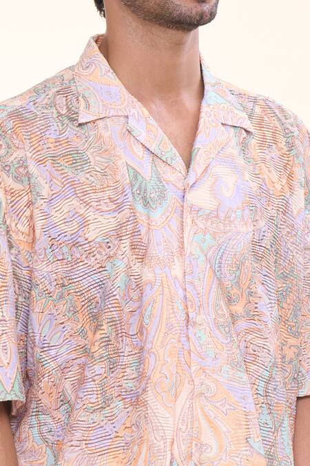 Shop_Prima Czar_Multi Color Blended Fabric Print Abstract Floral Shirt_Online_at_Aza_Fashions