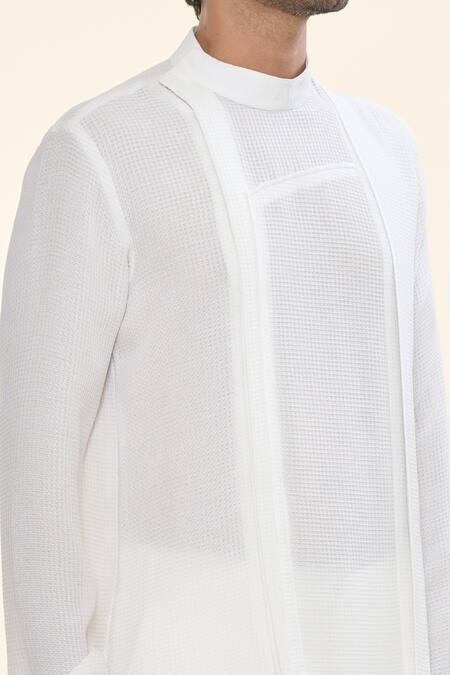 Buy_Prima Czar_White Cotton Embroidery Geometric Cut Out Shirt