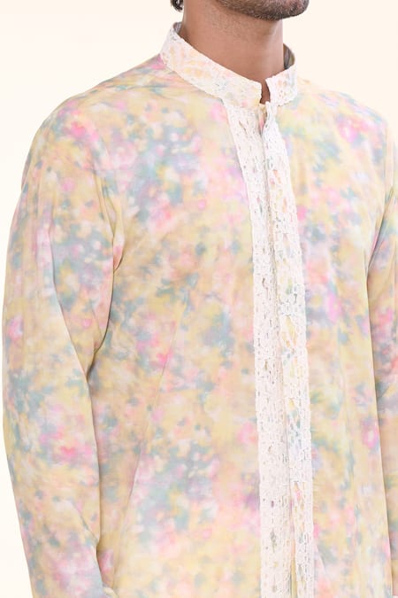 Prima Czar_Yellow Cotton Print Abstract Kurta_at_Aza_Fashions