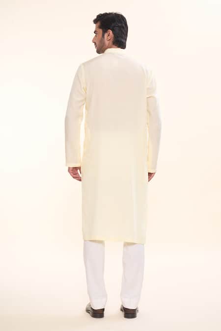 Shop_Prima Czar_Yellow Tencel Pintuck Straight Kurta_at_Aza_Fashions