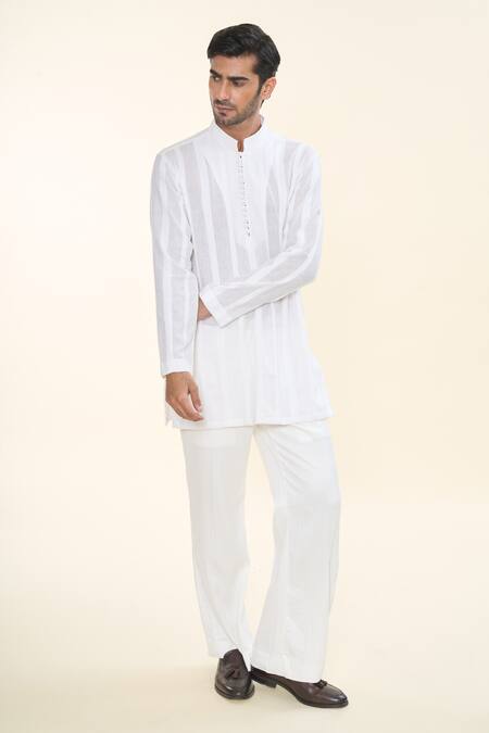 Buy Prima Czar White Cotton Classic Kurta With Pant Online at Aza Fashions Buy_Prima Czar_White Cotton Classic Kurta With Pant_Online_at_Aza_Fashions