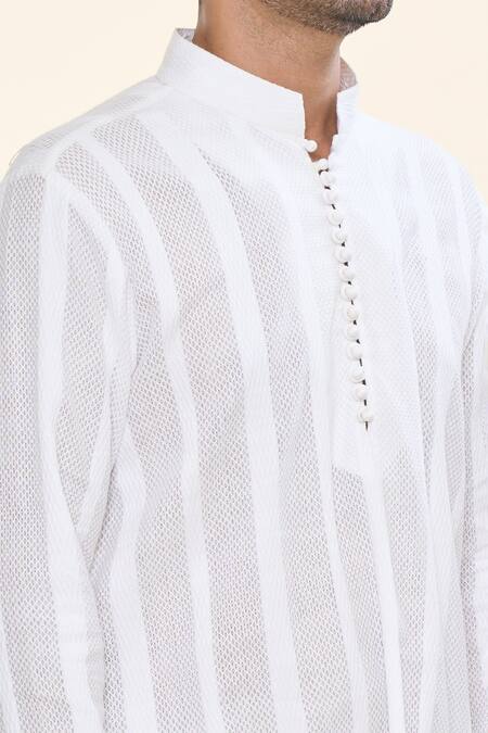 Prima Czar White Cotton Classic Kurta With Pant at Aza Fashions Prima Czar_White Cotton Classic Kurta With Pant_at_Aza_Fashions