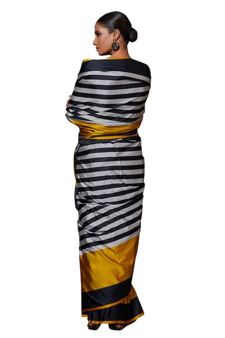 Shop_Vishwa By Pinki Sinha_Multi Color Silk Zari Stripe Pattern Saree With Running Blouse _Online_at_Aza_Fashions