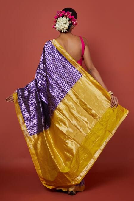 Shop Vishwa By Pinki Sinha Purple Silk, Brocade Abstract Woven Saree With Running Blouse at Aza Fashions Shop_Vishwa By Pinki Sinha_Purple Silk, Brocade Abstract Woven Saree With Running Blouse_at_Aza_Fashions