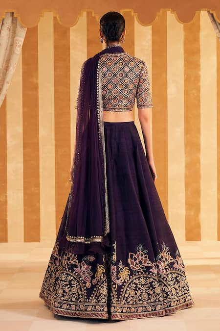 Ridhi Mehra Qaruna Lotus Applique Embellished Lehenga Set 