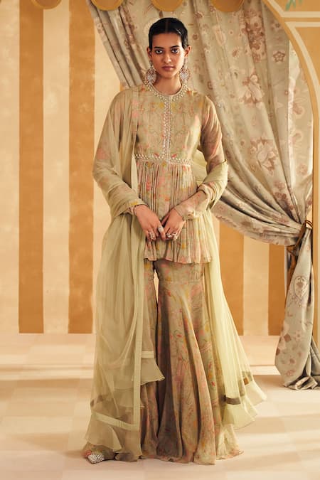 Ridhi Mehra Nashit Floral Print Peplum Kurta Gharara Set 